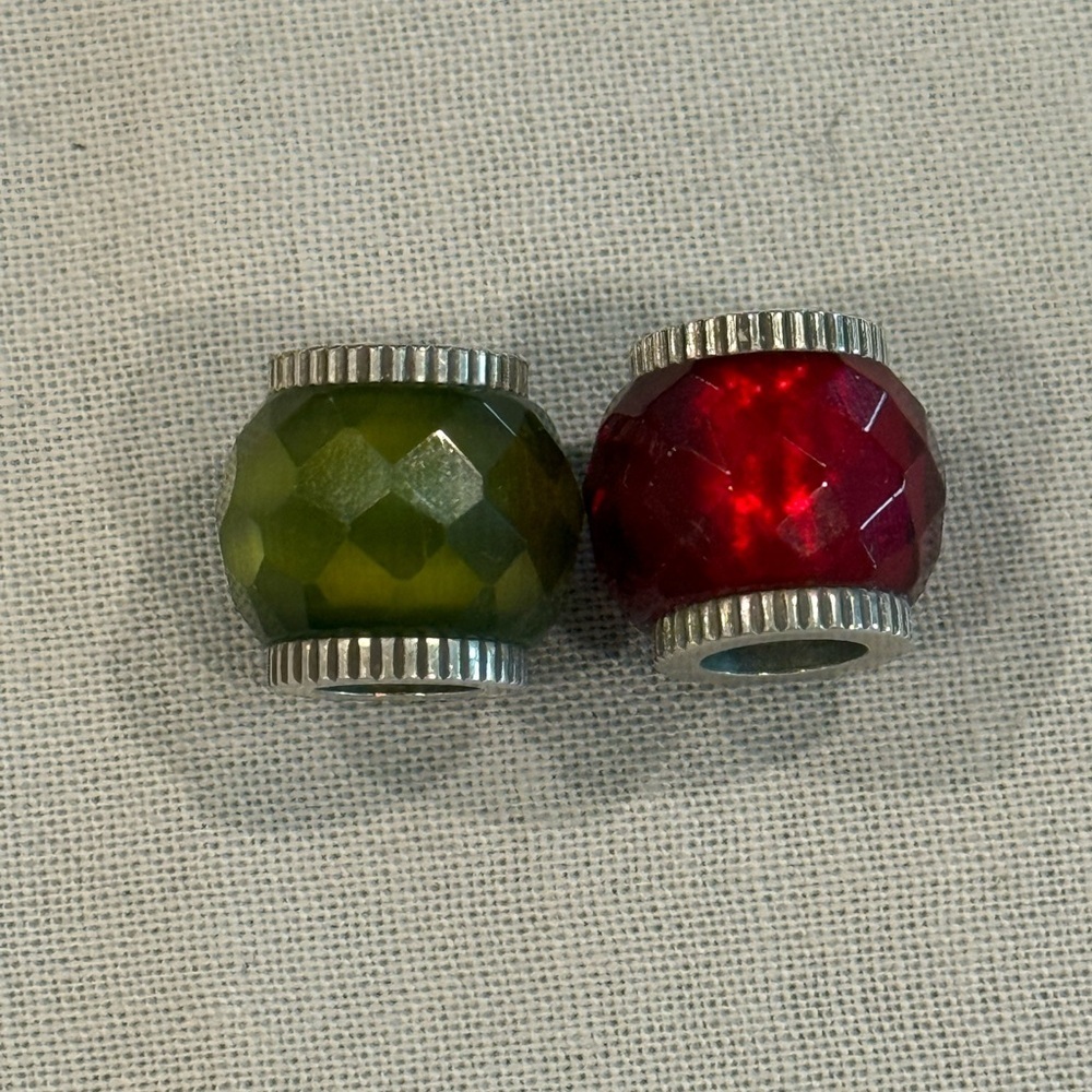 Brighton faceted Green and Red Charms